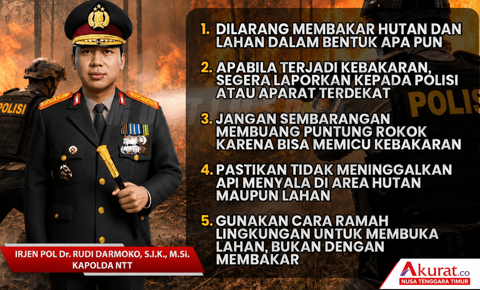 Waspada Karhutla, Imbauan Kapolda NTT, "Jangan Buka Lahan Dengan Cara Membakar"