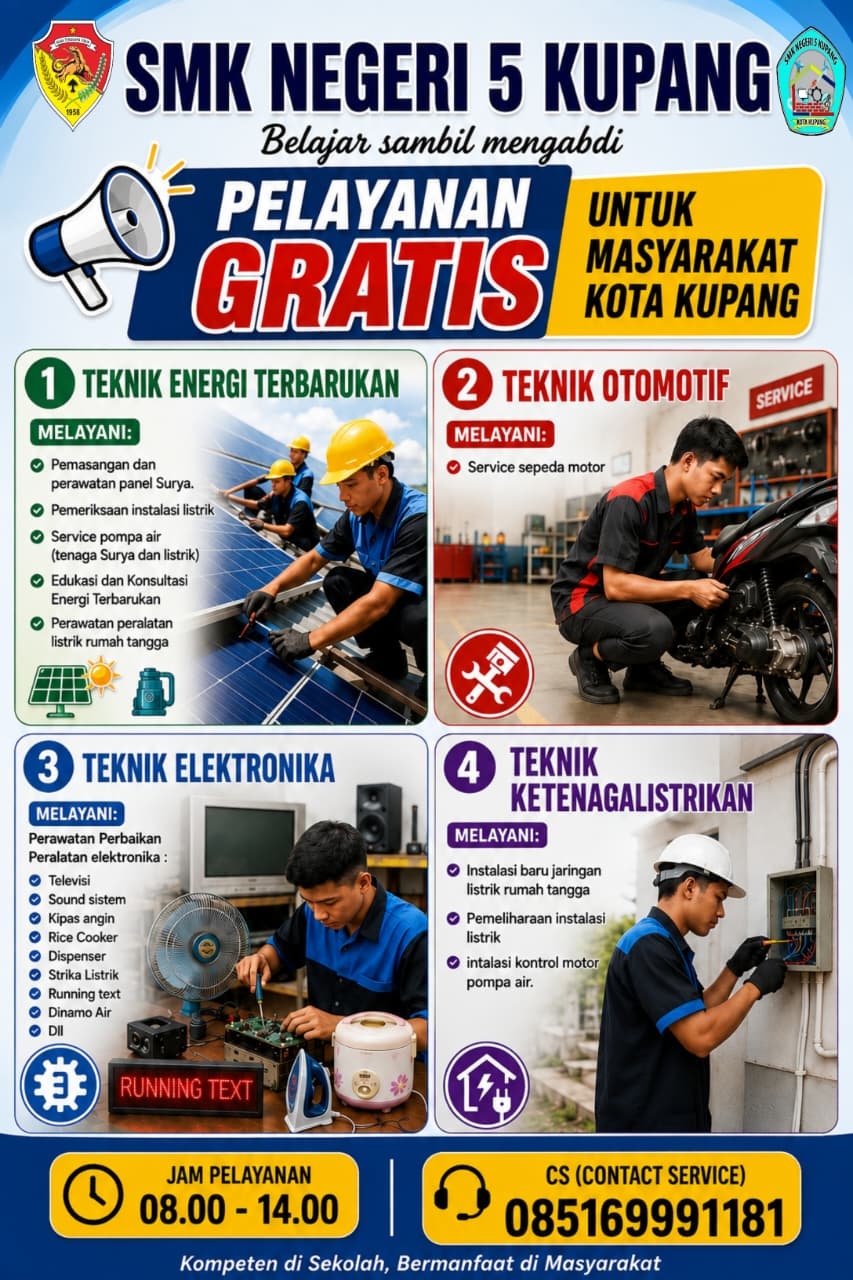SMK Negeri 5 Kupang Buka Pelayanan Gratis untuk Masyarakat, Hadirkan Layanan Teknis dan Edukasi