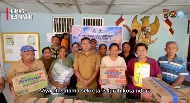 Polres Matim Kawal Penyaluran Bantuan PT Trinusa Resources dan CBP Group untuk Warga Terdampak Gempa di Kelurahan Kota Ndora
